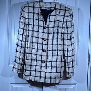 Vintage 90s Black & White- Ivory Power Blazer by Casual Corner